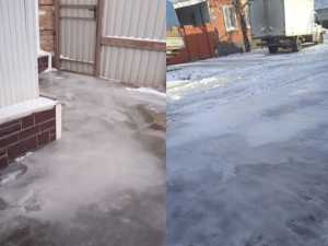 В Шахтах одинокая пенсионерка не может выйти из дома: из-за порыва воды ее ворота замурованы льдом