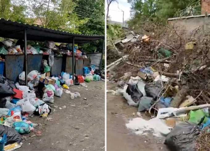 Переполненные баки мусора и свалка вокруг: в Аюте в Шахтах вновь не вывозят отходы вовремя