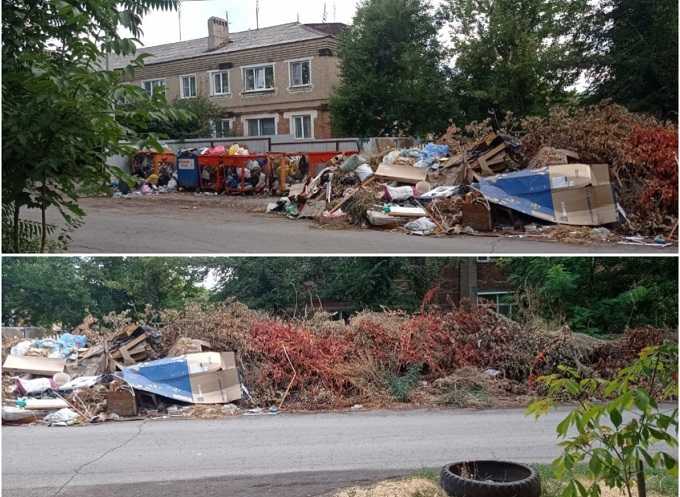 Свалка мусора из веток и картона на Сокольническом в Шахтах может стать причиной пожара
