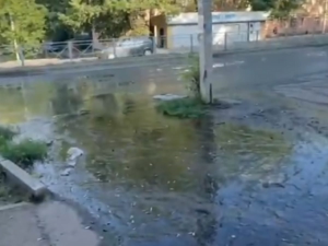 Нечистоты в Шахтах льются рядом с остановкой и продуктовым рынком